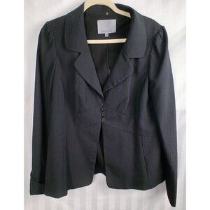 Classiques Entier Black Pinstriped 3 Button Blazer Size 14